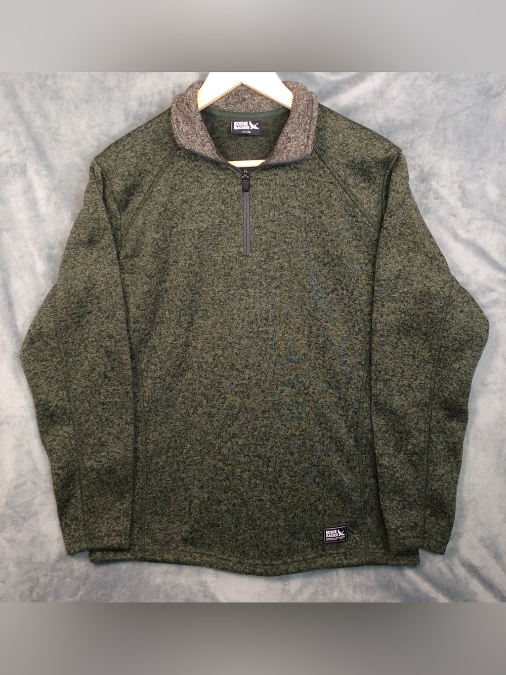 Eddie Bauer Outdoors Olive Green Half-Zip Sweater 100% Polyester